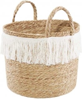 Shoulder bag Boho 36 x 32 cm white fringe AMBITION