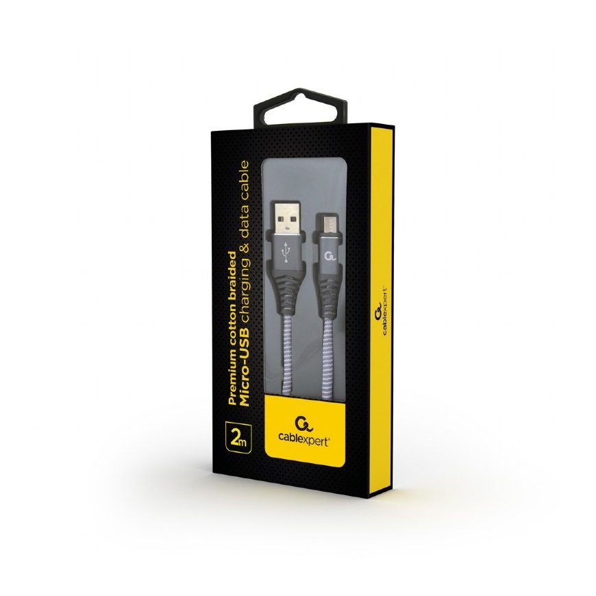 Cablexpert CC-USB2B-AMMBM-2M-WB2 USB кабель USB 2.0 USB A Micro-USB B Серый, Белый – 2