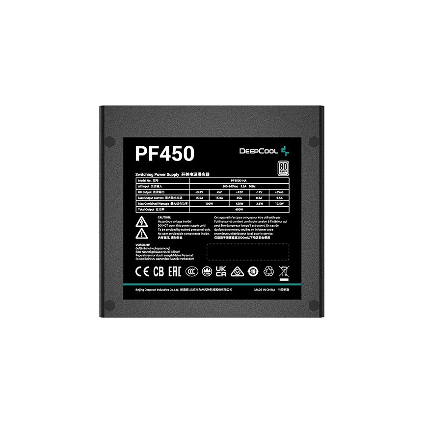 DeepCool PF450 toiteallika komponent 450 W 20+4 pin ATX ATX Must – 3