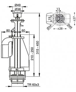 WC flush mechanism AlcaPlast, with 3/6 liter flush