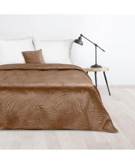 Eurofirany DESIGN 91 LUIZ / 4 Aksominė lovatiesė, dygsniuota karšto spaudimo būdu su palmių lapų raštu, 220X240 cm, spalva: plyt