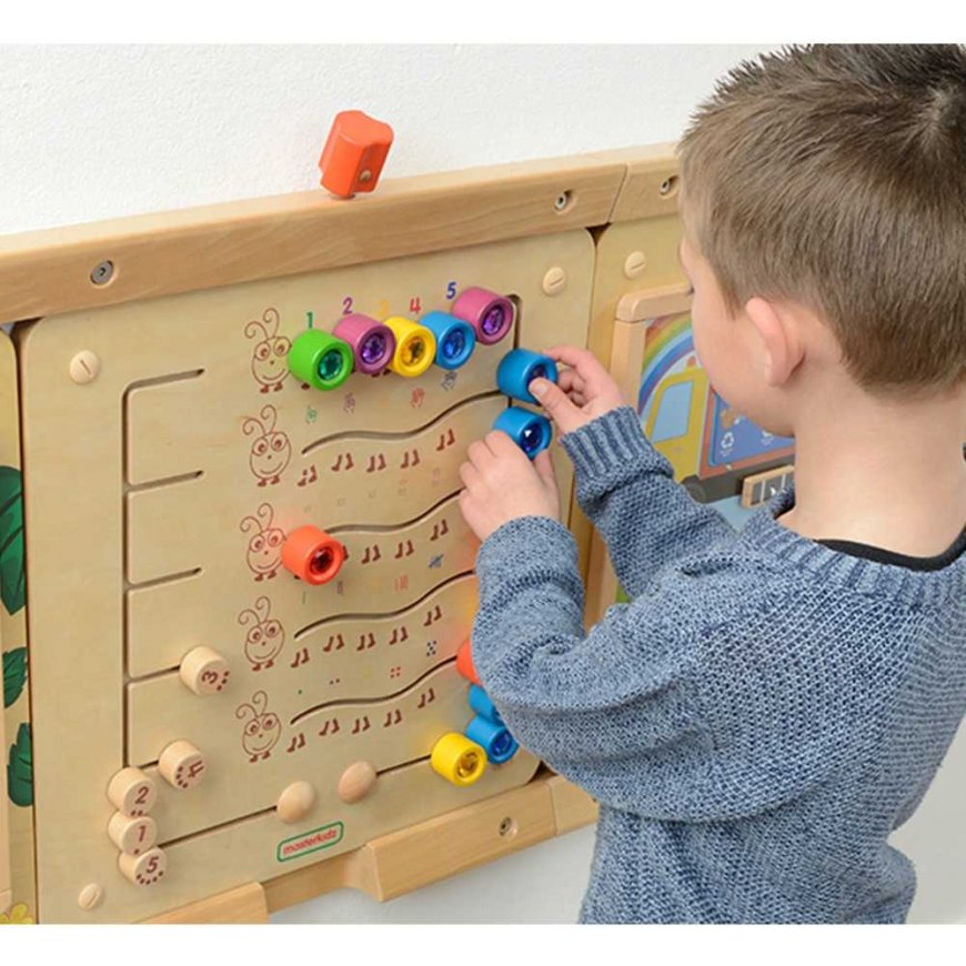 MASTERKIDZ Colorful Caterpillars Teaching Numbers and Quantities – Montessori Educational Wall Chart – 5