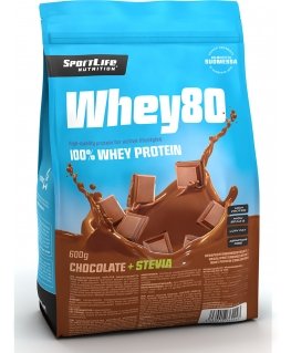 SportLife Whey80 Chocolate + Stevia whey protein powder, 600 g