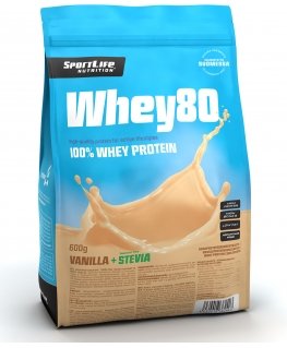 SportLife Whey80 Vanilla Ice Cream + Stevia whey protein powder, 600 g