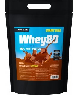 SportLife Whey80 Chocolate + Stevia whey protein, 3 kg