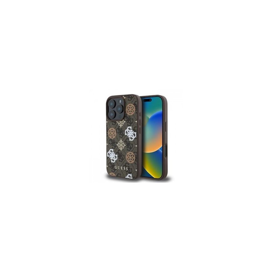 Guess PU Grained 4G Metal Logo Case for iPhone 16 Pro Black