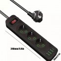 Riff F23U 2m pagarinātājs ar 3 Ligzdām + 3 USB + 1 USB-C Riff F23U 2m pagarinātājs ar 3 Ligzdām + 3 USB + 1 USB-C