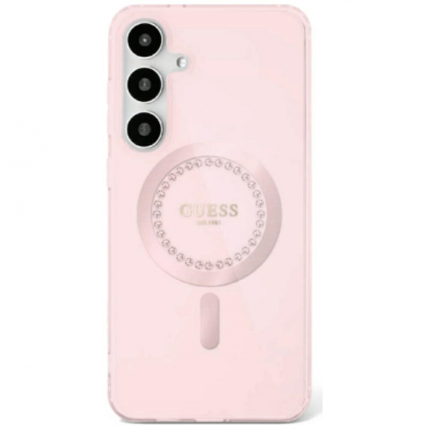 Guess Rhinestones Printed Classic Logo MagSafe Case for Samsung Galaxy S25 pink – 2