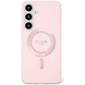 Dėklas Guess Rhinestones Printed Classic Logo MagSafe Samsung Galaxy S25 rožinis Dėklas Guess Rhinestones Printed Classic Logo MagSafe Samsung Galaxy S25 rožinis