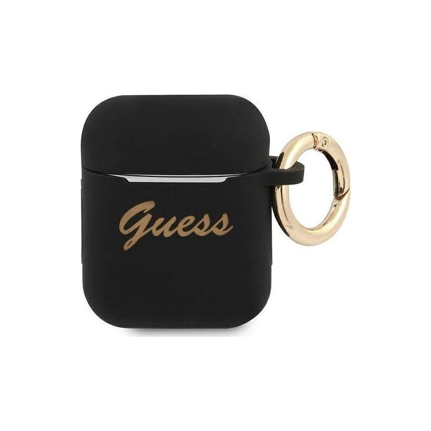 Guess phone case AirPods GUA2SSSK black Silicone Vintage Script
