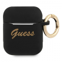 Guess telefono dėklas AirPods GUA2SSSK juodas Silikoninis Vintage Script