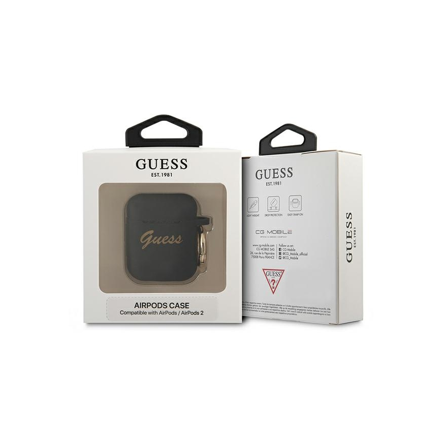Guess phone case AirPods GUA2SSSK black Silicone Vintage Script – 4