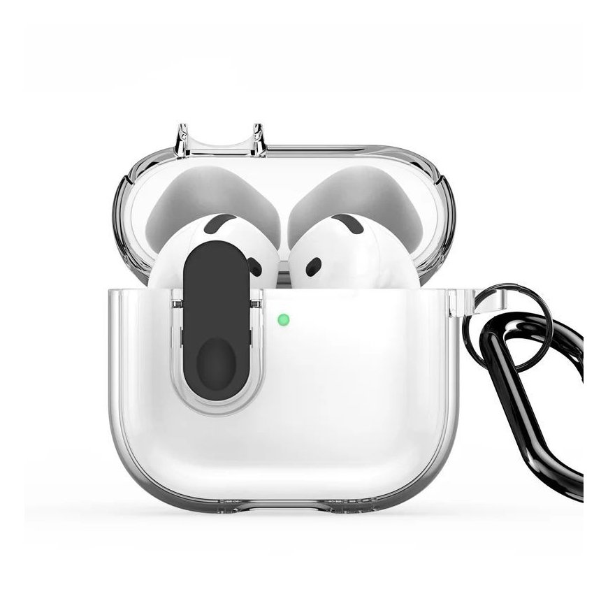 Apple AirPods 4 PECL Series PC+TPU Cover with Hook Black Clear
