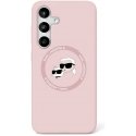 Karl Lagerfeld Silicone Double Heads And Circle MagSafe Case for Samsung Galaxy S25 pink