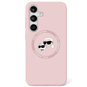 Karl Lagerfeld Silicone Double Heads And Circle MagSafe Case for Samsung Galaxy S25 pink