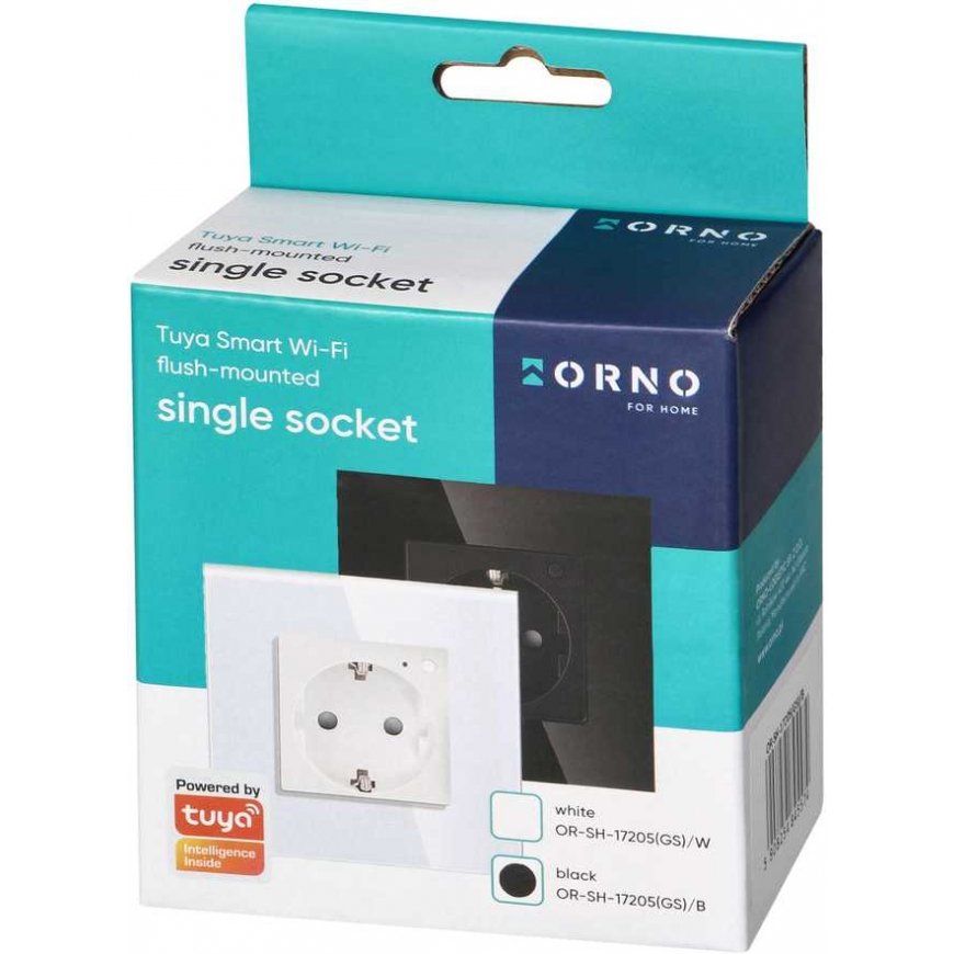 Orno Tuya Smart Wi-Fi single socket, Schuko, black – 3