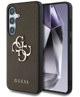 Case Guess Grained Big 4G Logo Small Classic Logo for Samsung Galaxy S25+ brown