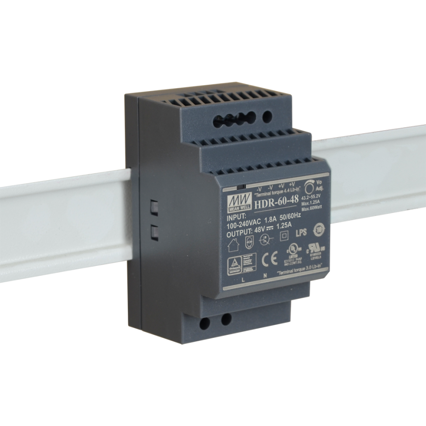 MEAN WELL DIN RAIL SWITCHING POWER SUPPLY HDR-60-48 48V/60W/1.25A
