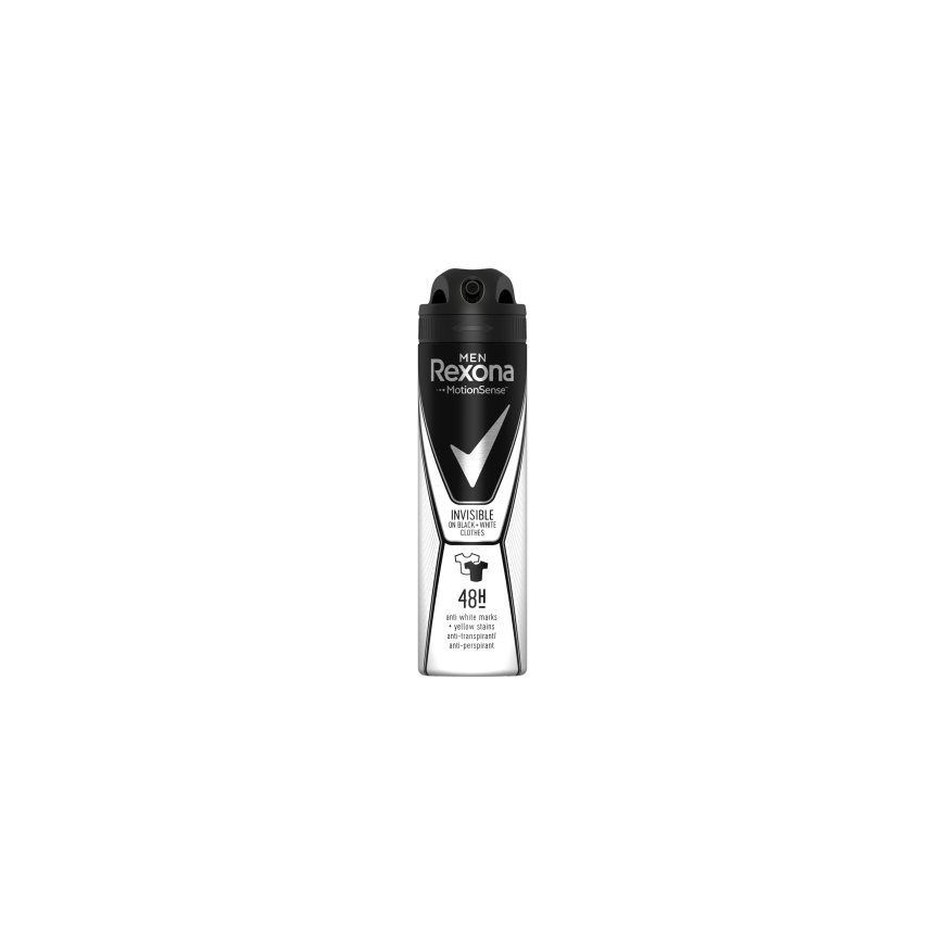 Rexona Men invisible on black+white clothes antiperspirant Vīrieši Aerosols dezodorants 150 ml 1 pcs