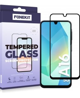 FoneKit Full Cover -panssarilasi, Samsung Galaxy A16, musta