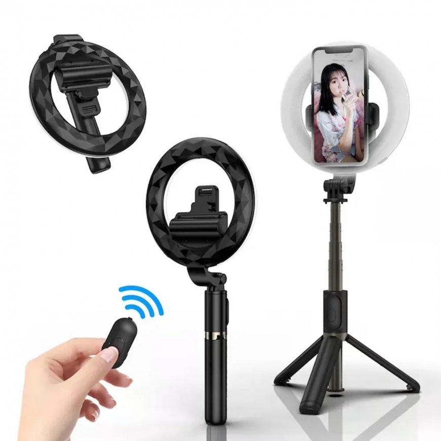 Elight Q07 Professional Selfie Stick (length max 90cm) with Ring