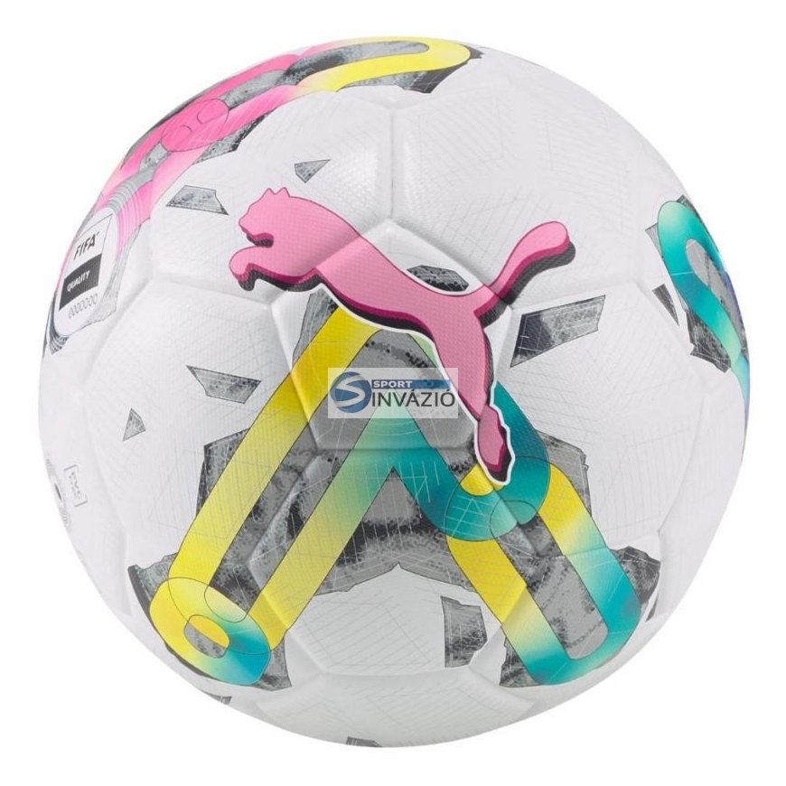 Puma Orbita 3TB FIFA kvalitatīvs futbols balts-zaļš-rozā 83776 01 5 – 2