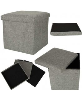 Storegd Folding pouf with storage gray 38x38x38cm