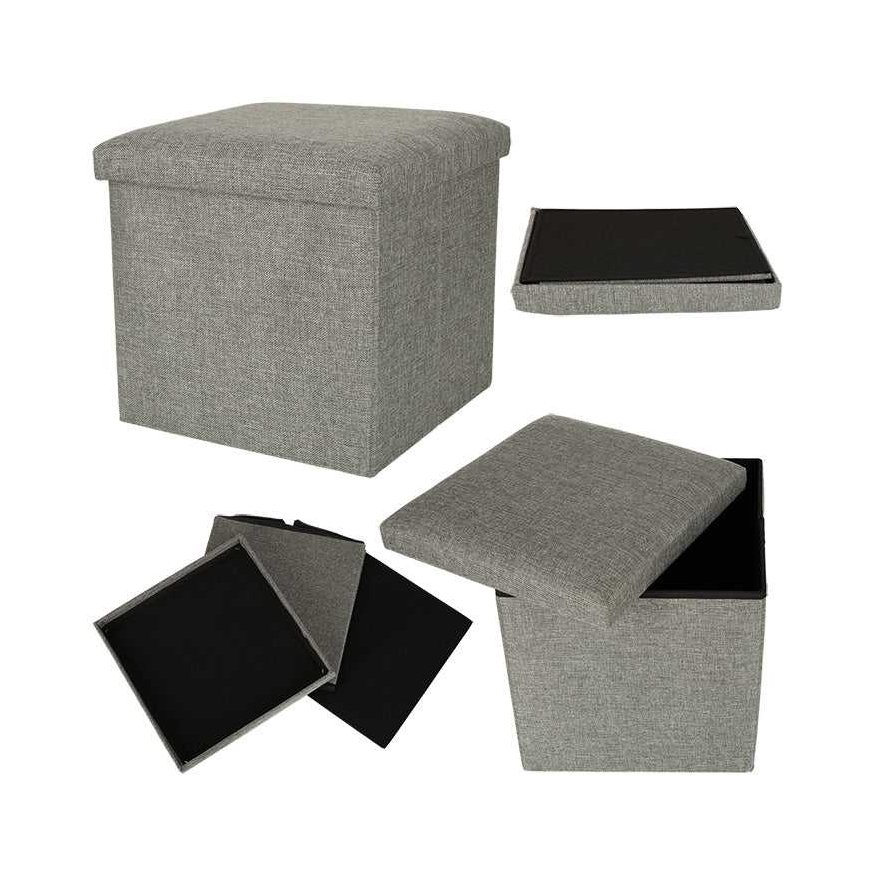 Storegd Folding pouf with storage gray 38x38x38cm