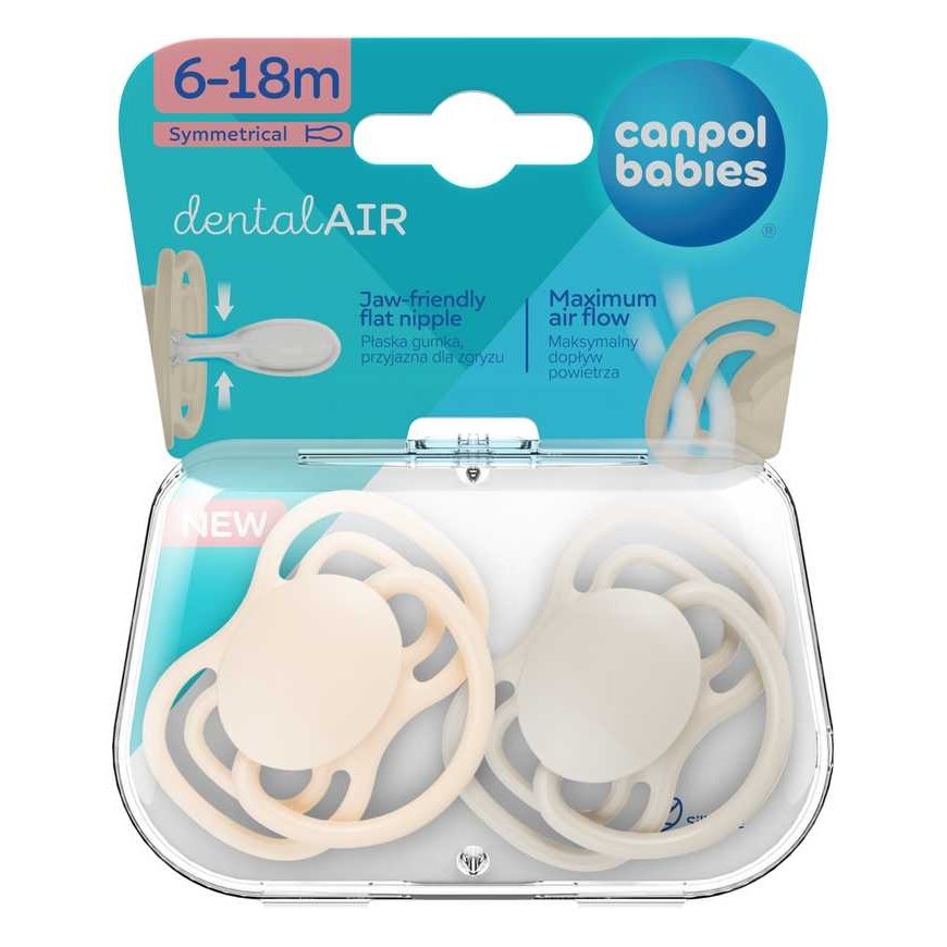 CANPOL BABIES silikoniniai simetriniai čiulptukai NUDE, Creme, 6-18m, 2 vnt., 23/229_cre – 2