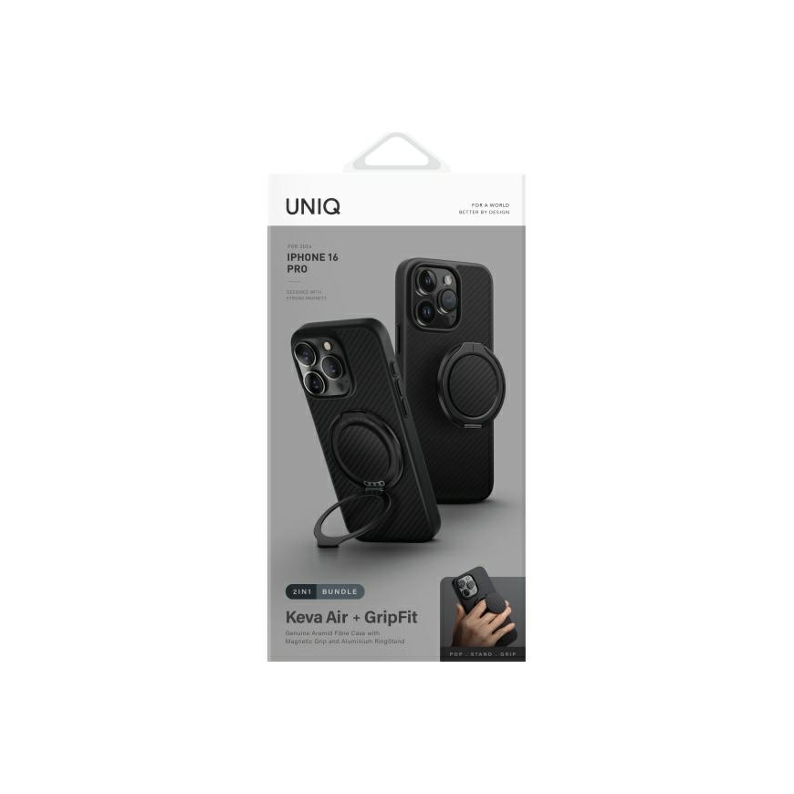 UNIQ Keva Air Apple iPhone 16 Pro 6.3" Magclick Ladattava puhelinkuori, musta väri – 3