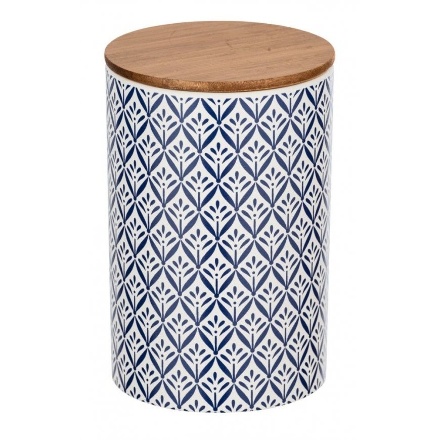 WENKO 54096100 saugojimo dėžė Dėžė daiktams Turas Bamboo, Keramika, Silikonas Mėlyna, Balta, Medis