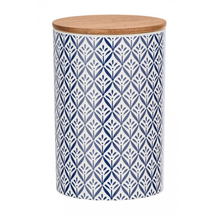 WENKO 54096100 hoiukarp ja -korv Ladustamiskast Ümmargune Bamboo, Keraamiline, Silikoon Sinine, Valg – 2