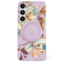 GUESS dėklas, skirtas SAMSUNG S25 Ultra GUHMS25LHFLPEDU (Magnetic IML Metal Glitter Flowers Triangle) violetinis GUESS dėklas, skirtas SAMSUNG S25 Ultra GUHMS25LHFLPEDU (Magnetic IML Metal Glitter Flowers Triangle) violetinis