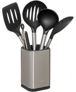 Steel 5-piece stainless steel cookware set with stainless steel holder