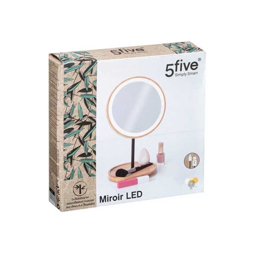 5five Simply Smart Bamboo LED meikkipeili, pyöreä, bambu – 3