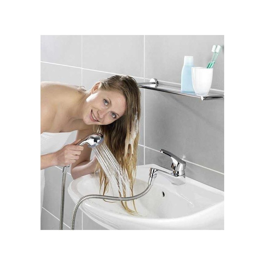 Dušo galvutė praustuvo čiaupui, nešiojamasis nerūdijančio plieno prietaisas - 150 cm žarna, WENKO – 4