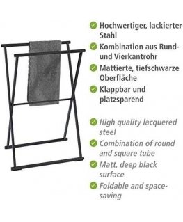 Folding towel and clothes rack LAVA black, Wenko