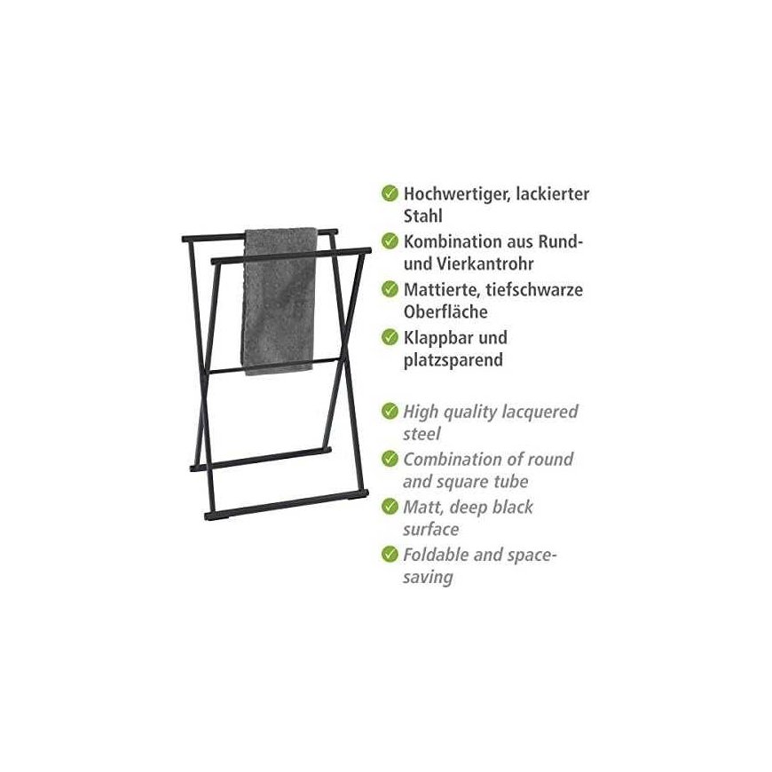 Folding towel and clothes rack LAVA black, Wenko