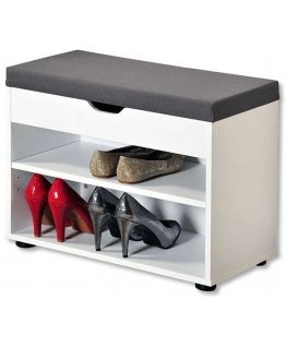 Kesper White shoe cabinet with seat, functional hallway seat and shoe shelf in one