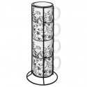 PIECES Keraminiai puodeliai ant stovo FLORAL, 240 ml, 4 vnt PIECES Keraminiai puodeliai ant stovo FLORAL, 240 ml, 4 vnt