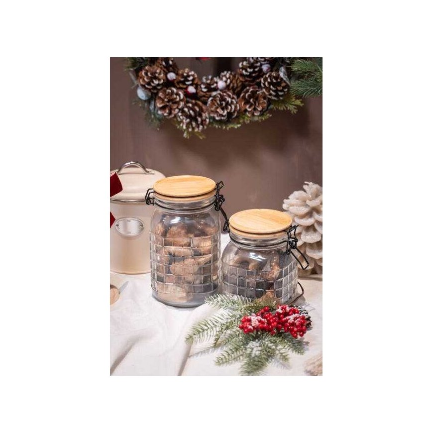 Excellent Houseware Jars with snap-on lids glass 1.1 l – 2