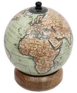 Globus BE VINTAGE decorative globe, mango wood base, Ø 10 cm