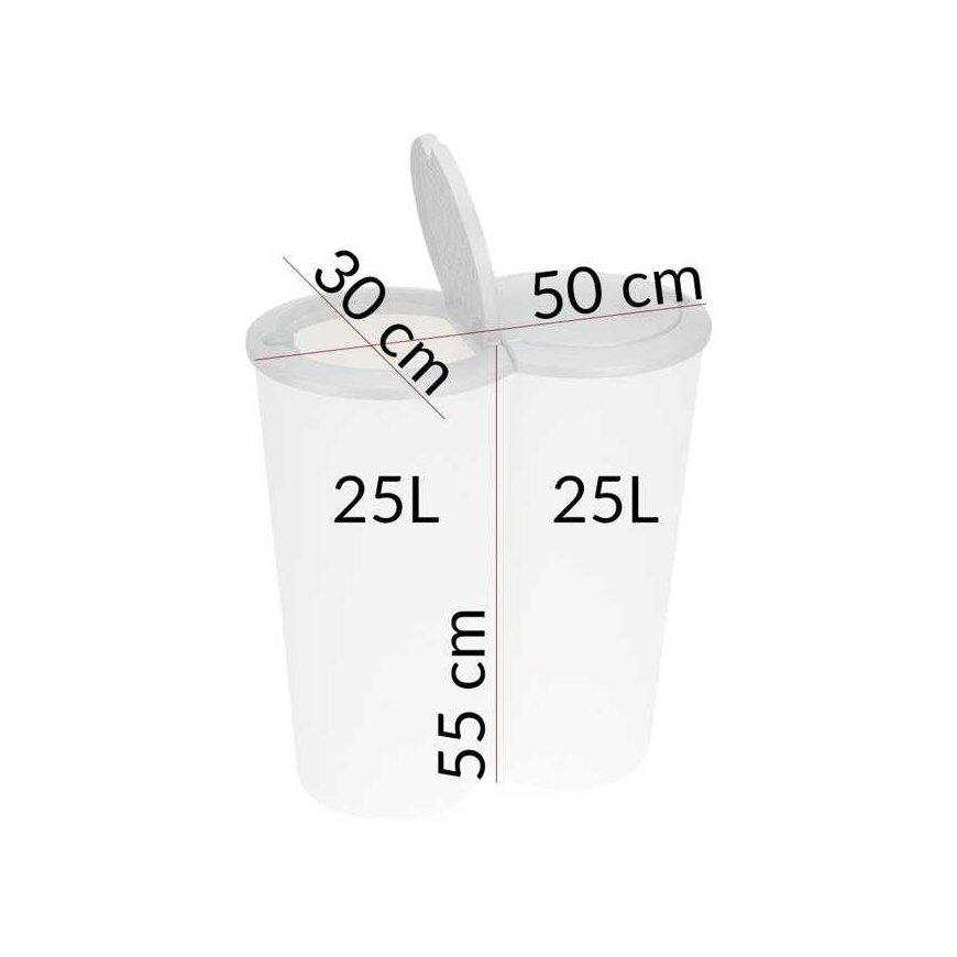 Excellent Houseware Atliekų rūšiavimo šiukšliadėžė plastikinis 2x25 l – 2