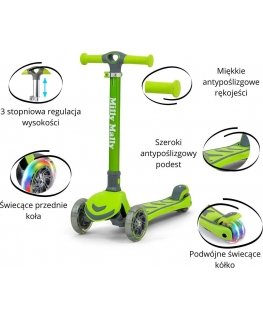 Vaikiškas paspirtukas Milly Mally Step Junior, žalias