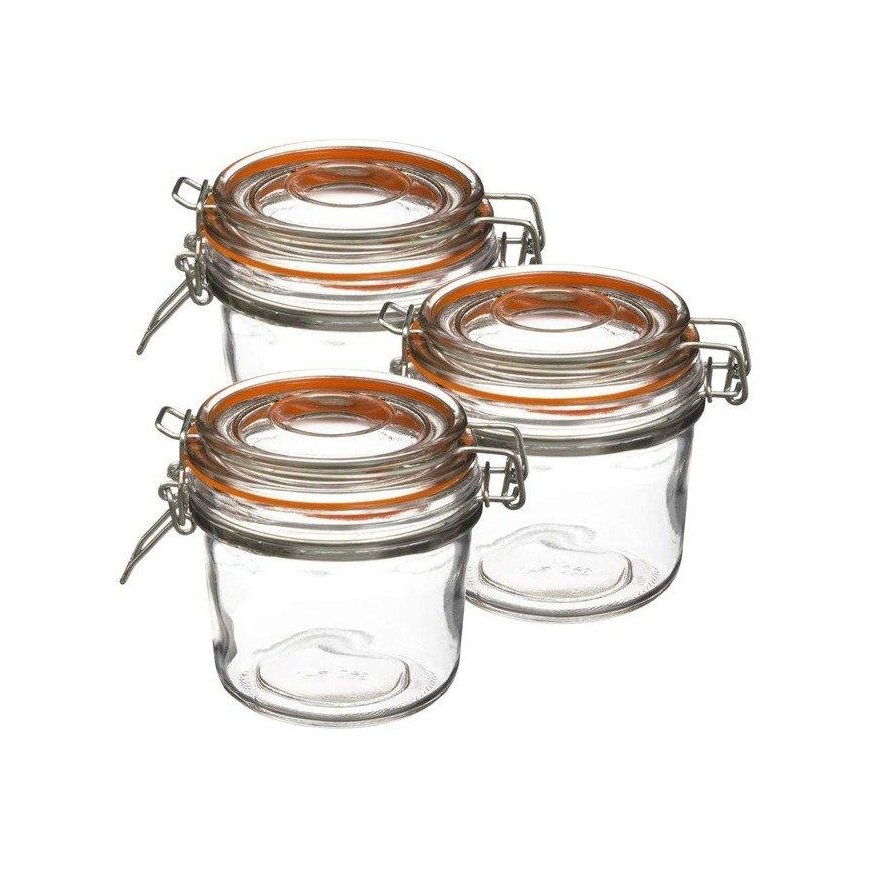 PIECES Glass jar with lid and clip, 350 ml, 3 pcs.