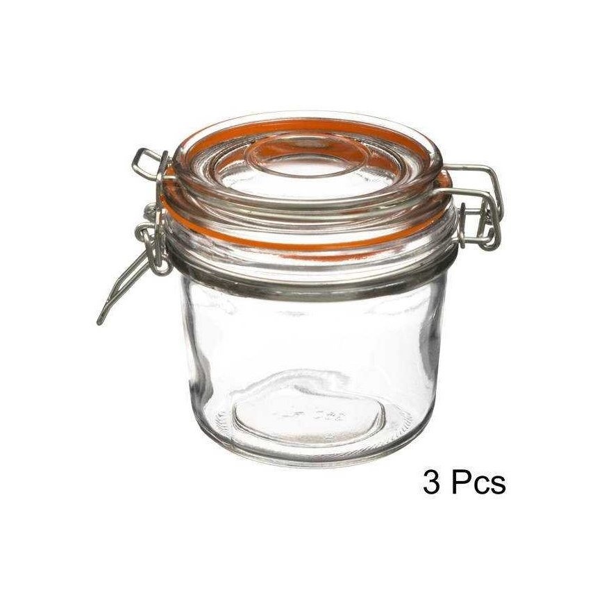 PIECES Stiklinis indas su dangteliu ir spaustuku, 350 ml, 3 vnt – 2