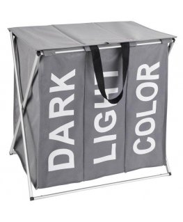 Three-compartment laundry basket, foldable laundry container TRIO TOP - 57 x 57 x 38, WENKO