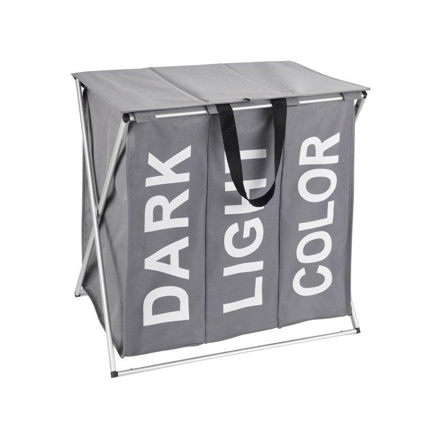 Three-compartment laundry basket, foldable laundry container TRIO TOP - 57 x 57 x 38, WENKO