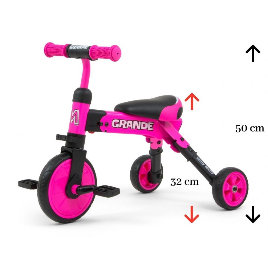 Balansinis dviratukas Milly Mally Grande 2-in-1, rožinis – 5