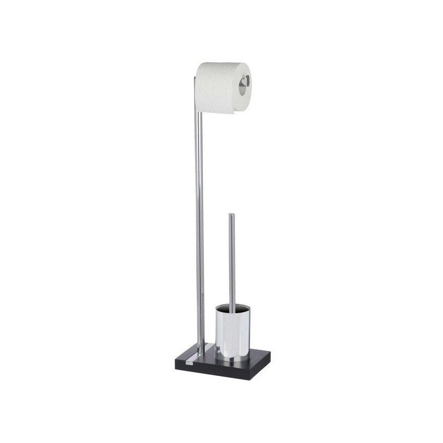 Wenko, toilet brush, toilet roll holder, 20x74x15 cm polyresin / chrome noble black – 5